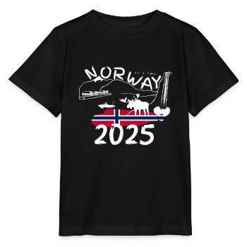 Norvège 2025 Loche avec montagnes Pêche à l’orignal - T-shirt bio MINI CREATOR Stanley/Stella Enfant - noir - Devant - Mikhail (115cm)