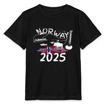 Norvège 2025 Maquereau avec montagnes et pêche à l’orignal - T-shirt bio MINI CREATOR Stanley/Stella Enfant - noir - Devant - Mikhail (115cm)