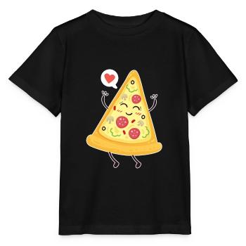 Pizza - Figurine avec morceau de pizza - T-shirt bio MINI CREATOR Stanley/Stella Enfant - noir - Devant - Mikhail (115cm)