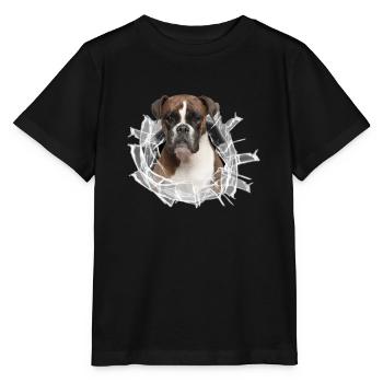 Boxer im Glas Loch - Stanley/Stella Kinder T-Shirt MINI CREATOR  - Schwarz - Vorne - Mikhail (115cm)