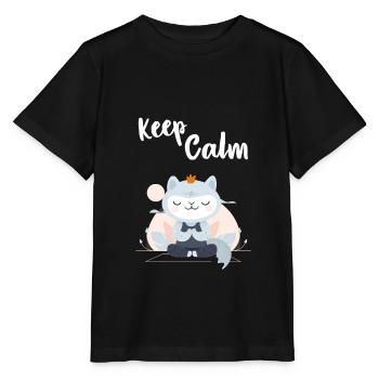 Keep Calm Mietze - Stanley/Stella Kinder T-Shirt MINI CREATOR  - Schwarz - Vorne - Mikhail (115cm)