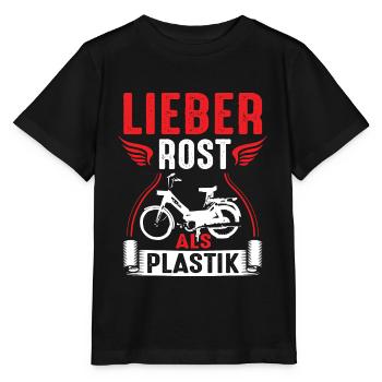 Lieber Rost als Plastik Zweitakt Roller Mofa Moped - Stanley/Stella Kinder T-Shirt MINI CREATOR  - Schwarz - Vorne - Mikhail (115cm)
