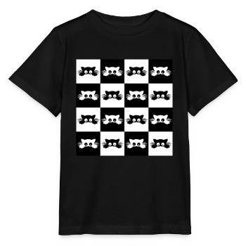 Damier De Chats Mignons Pour Propriétaire De Chats - T-shirt bio MINI CREATOR Stanley/Stella Enfant - noir - Devant - Mikhail (115cm)