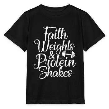 faith weights and protein shakes Design - Stanley/Stella Kinder T-Shirt MINI CREATOR  - Schwarz - Vorne - Mikhail (115cm)