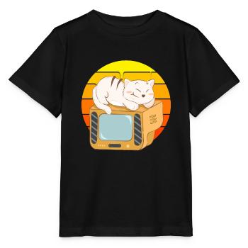 Cat Tv Coucher de soleil - T-shirt bio MINI CREATOR Stanley/Stella Enfant - noir - Devant - Mikhail (115cm)
