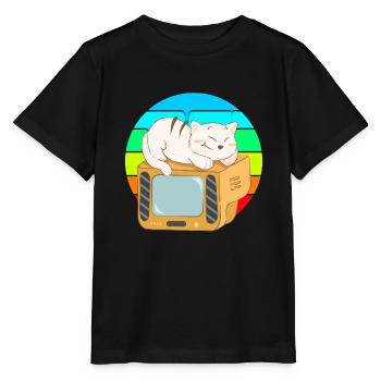 Cat Tv Coucher de soleil - T-shirt bio MINI CREATOR Stanley/Stella Enfant - noir - Devant - Mikhail (115cm)