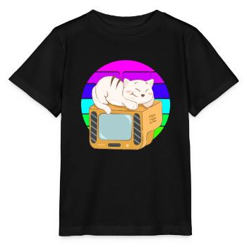 Cat Tv Coucher de soleil - T-shirt bio MINI CREATOR Stanley/Stella Enfant - noir - Devant - Mikhail (115cm)