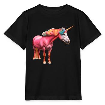 Colorful curly unicorn - Stanley/Stella MINI CREATOR Kids’ T-Shirt - black - Front - Mikhail (115cm)