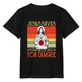 Jésus sauve tout le monde - T-shirt bio MINI CREATOR Stanley/Stella Enfant - noir - Devant - Mikhail (115cm)