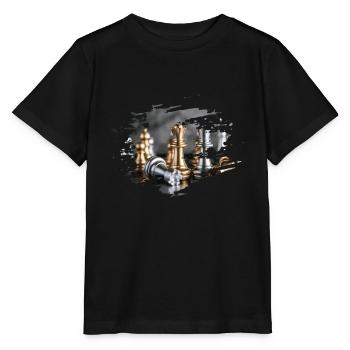 Jeu d'échecs découpé - T-shirt bio MINI CREATOR Stanley/Stella Enfant - noir - Devant - Mikhail (115cm)