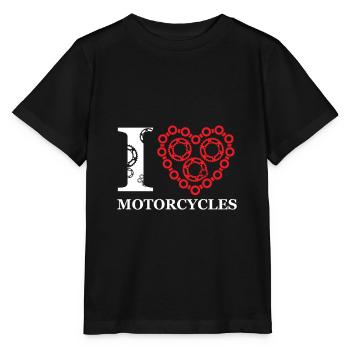 I love motorcycles chain sprocket gasoline gift - Stanley/Stella MINI CREATOR Kids’ T-Shirt - black - Front - Mikhail (115cm)