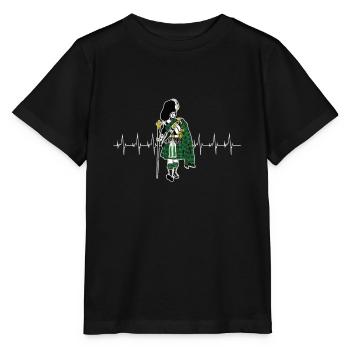 Tartan Heartbeat Schotte Kilt Dudelsack Geschenk - Stanley/Stella Kinder T-Shirt MINI CREATOR  - Schwarz - Vorne - Mikhail (115cm)
