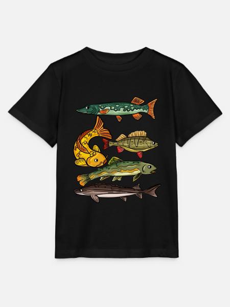 Angeln Angler Hecht Forelle Karpfen - Stanley/Stella Kinder T-Shirt MINI CREATOR  - Schwarz
