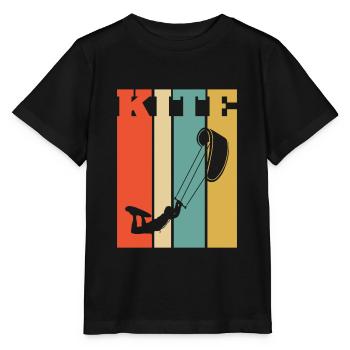 Retro Style Kiteboarder; Kiteboarding - Stanley/Stella MINI CREATOR Kids’ T-Shirt - black - Front - Mikhail (115cm)