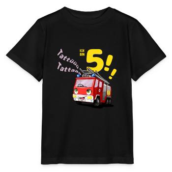 Kinder Kawaii Feuerwehrauto Geburtstag 5 Jahre - Stanley/Stella Kinder T-Shirt MINI CREATOR  - Schwarz - Vorne - Mikhail (115cm)