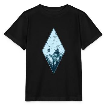 Gondole montagne arbre nature étoiles nuit cadeau - T-shirt bio MINI CREATOR Stanley/Stella Enfant - noir - Devant - Mikhail (115cm)