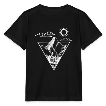 Nature sun cloud mountain tree forest sky gift - Stanley/Stella MINI CREATOR Kids’ T-Shirt - black - Front - Mikhail (115cm)