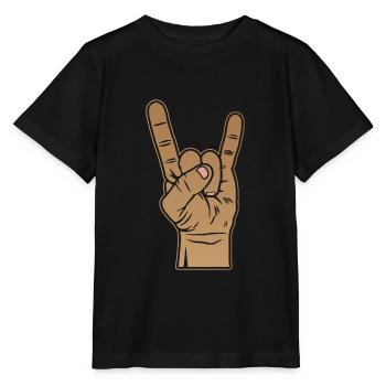 Metal Rock Pommesgabel Hand Sign Devil Gift - Stanley/Stella MINI CREATOR Kids’ T-Shirt - black - Front - Mikhail (115cm)