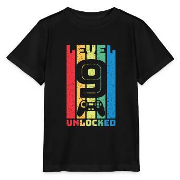 Rétro Niveau 9 déverrouillé - T-shirt bio MINI CREATOR Stanley/Stella Enfant - noir - Devant - Mikhail (115cm)