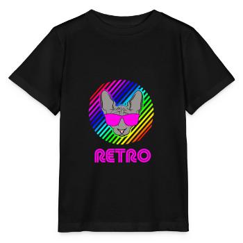 Retro Cat Katze der 90er - Stanley/Stella Kinder T-Shirt MINI CREATOR  - Schwarz - Vorne - Mikhail (115cm)