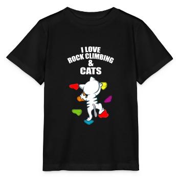 I Love Rock Climbing And Cats Kletterer und Katze - Stanley/Stella Kinder T-Shirt MINI CREATOR  - Schwarz - Vorne - Mikhail (115cm)