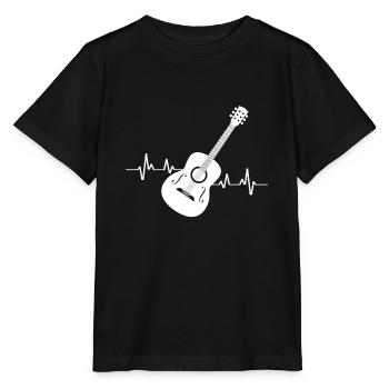 Gitarre Pulse Musik EKG Acoustic - Stanley/Stella Kinder T-Shirt MINI CREATOR  - Schwarz - Vorne - Mikhail (115cm)