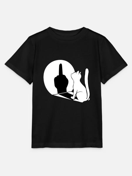 Mittelfinger Katzen Schatten - Stanley/Stella Kinder T-Shirt MINI CREATOR  - Schwarz