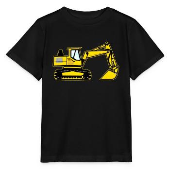 Kids Excavator Yellow Shovel Excavator - Stanley/Stella MINI CREATOR Kids’ T-Shirt - black - Front - Mikhail (115cm)