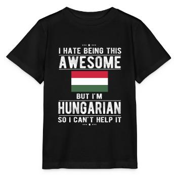 Proud Hungarian Hungary Flag Hungarian origin - Stanley/Stella MINI CREATOR Kids’ T-Shirt - black - Front - Mikhail (115cm)