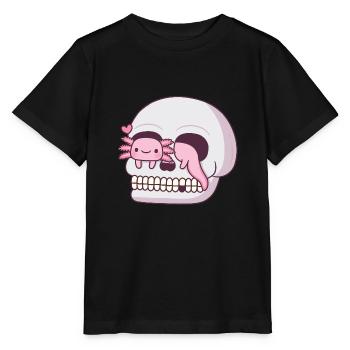 Cute Axolotl In Skull - Stanley/Stella MINI CREATOR Kids’ T-Shirt - black - Front - Mikhail (115cm)