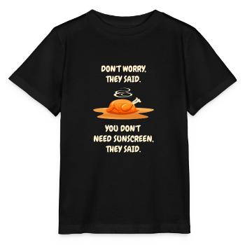 Poulet rôti au beau milieu d'un cadeau Dictons rigolos - T-shirt bio MINI CREATOR Stanley/Stella Enfant - noir - Devant - Mikhail (115cm)