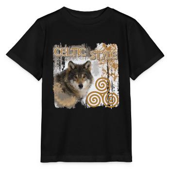 celts 9 with wolf and triskele - Stanley/Stella MINI CREATOR Kids’ T-Shirt - black - Front - Mikhail (115cm)