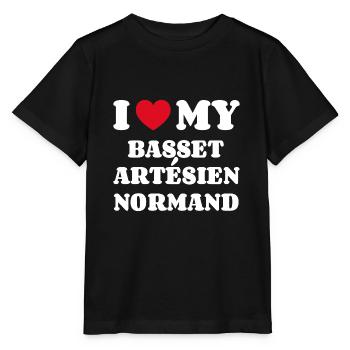 I Love My Basset Artésien Normand - Stanley/Stella MINI CREATOR Kids’ T-Shirt - black - Front - Mikhail (115cm)