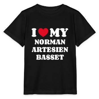 J’adore mon Norman Artesien Basset - T-shirt bio MINI CREATOR Stanley/Stella Enfant - noir - Devant - Mikhail (115cm)