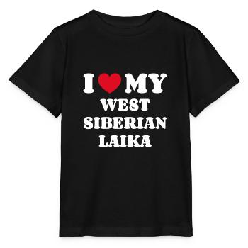 J’aime ma Laïka de Sibérie occidentale - T-shirt bio MINI CREATOR Stanley/Stella Enfant - noir - Devant - Mikhail (115cm)