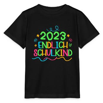 2023 endlich schulkind, Einschulung Erstklässler - Stanley/Stella Kinder T-Shirt MINI CREATOR  - Schwarz - Vorne - Mikhail (115cm)