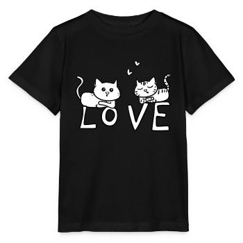 Katzen Katze liebe liebespaar - Stanley/Stella Kinder T-Shirt MINI CREATOR  - Schwarz - Vorne - Mikhail (115cm)