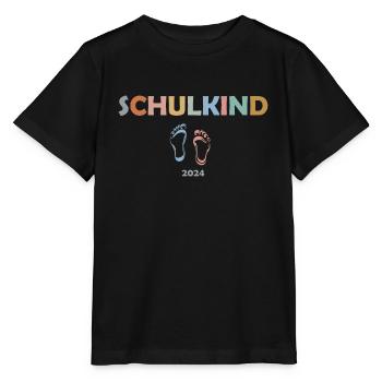 Lettrage « Écolier » avec pieds - T-shirt bio MINI CREATOR Stanley/Stella Enfant - noir - Devant - Mikhail (115cm)