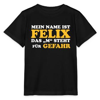 Felix risque "M" - T-shirt bio MINI CREATOR Stanley/Stella Enfant - noir - Devant - Mikhail (115cm)