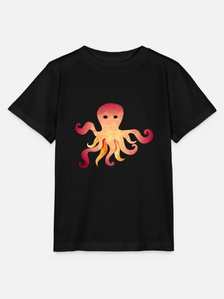Oktopus Tintenfisch Polygon - Stanley/Stella Kinder T-Shirt MINI CREATOR  - Schwarz