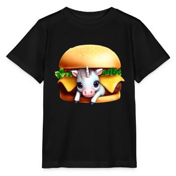 Einhorn Cheeseburger - Stanley/Stella Kinder T-Shirt MINI CREATOR  - Schwarz - Vorne - Mikhail (115cm)