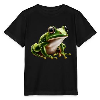 Regenfrosch Wassertropfen Frosch - Stanley/Stella Kinder T-Shirt MINI CREATOR  - Schwarz - Vorne - Mikhail (115cm)