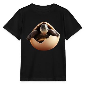Turtle hatches from the egg - Stanley/Stella MINI CREATOR Kids’ T-Shirt - black - Front - Mikhail (115cm)