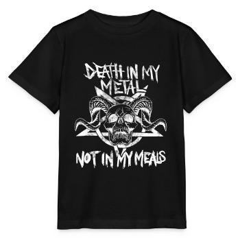 Vegan Metalhead. Death in metal, not in my meals - Stanley/Stella Kinder T-Shirt MINI CREATOR  - Schwarz - Vorne - Mikhail (115cm)