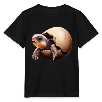 Turtle hatches from the egg - Stanley/Stella MINI CREATOR Kids’ T-Shirt - black - Front - Mikhail (115cm)