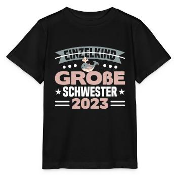 Große Schwester 2023 Geschenkidee - Stanley/Stella Kinder T-Shirt MINI CREATOR  - Schwarz - Vorne - Mikhail (115cm)