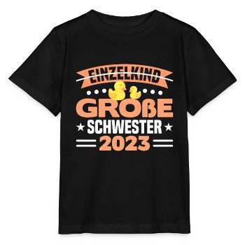 Große Schwester 2023 Schwester werden Einzelkind - Stanley/Stella Kinder T-Shirt MINI CREATOR  - Schwarz - Vorne - Mikhail (115cm)