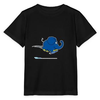 Der Elefant - hüpfend - Stanley/Stella Kinder T-Shirt MINI CREATOR  - Schwarz - Vorne - Mikhail (115cm)