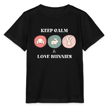 Stay calm and love rabbit rabbits - Stanley/Stella MINI CREATOR Kids’ T-Shirt - black - Front - Mikhail (115cm)