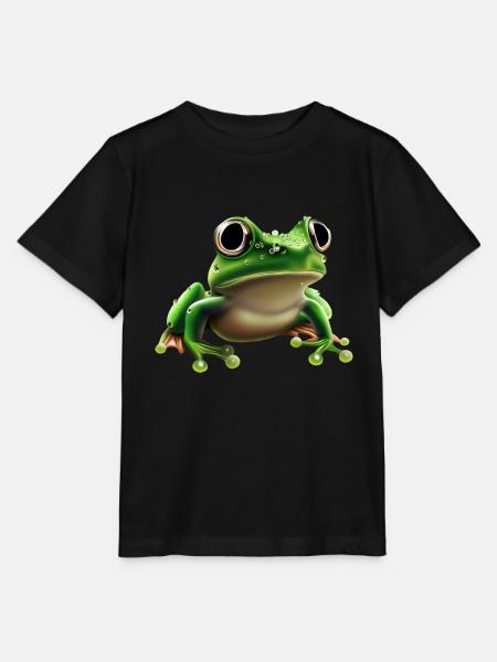 Regenfrosch Wassertropfen Frosch - Stanley/Stella Kinder T-Shirt MINI CREATOR - Schwarz